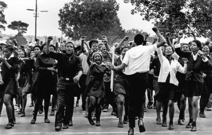 This image from an unknown photographer captures a youthful exuberance not generally associated with the student uprisings of 1976.