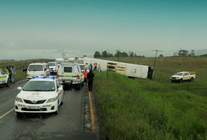 A woman and a three-month-old baby died while more than 30 other passengers were injured after a bus accident in the Eastern Cape on Tuesday.