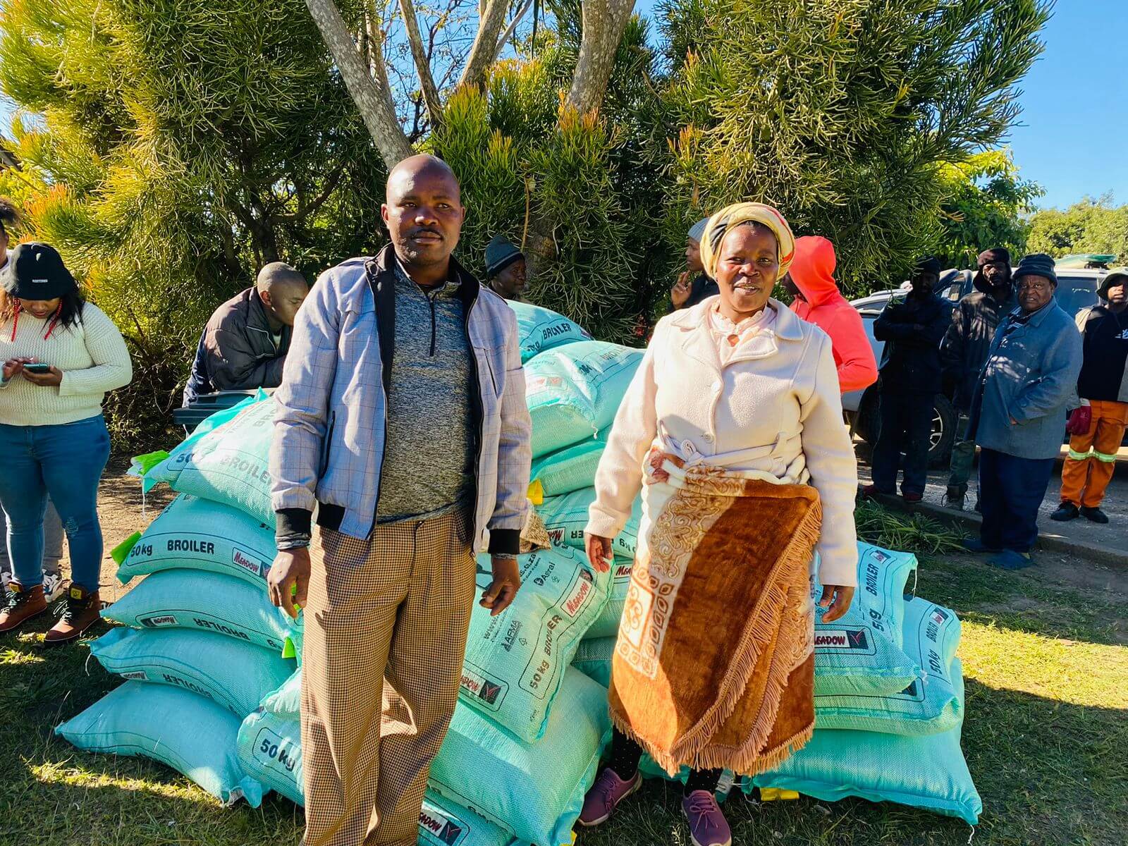 Honorable Mayor T.D Mafumbatha handed over farming products to a number of Winnie Madikizela local municipality famers
