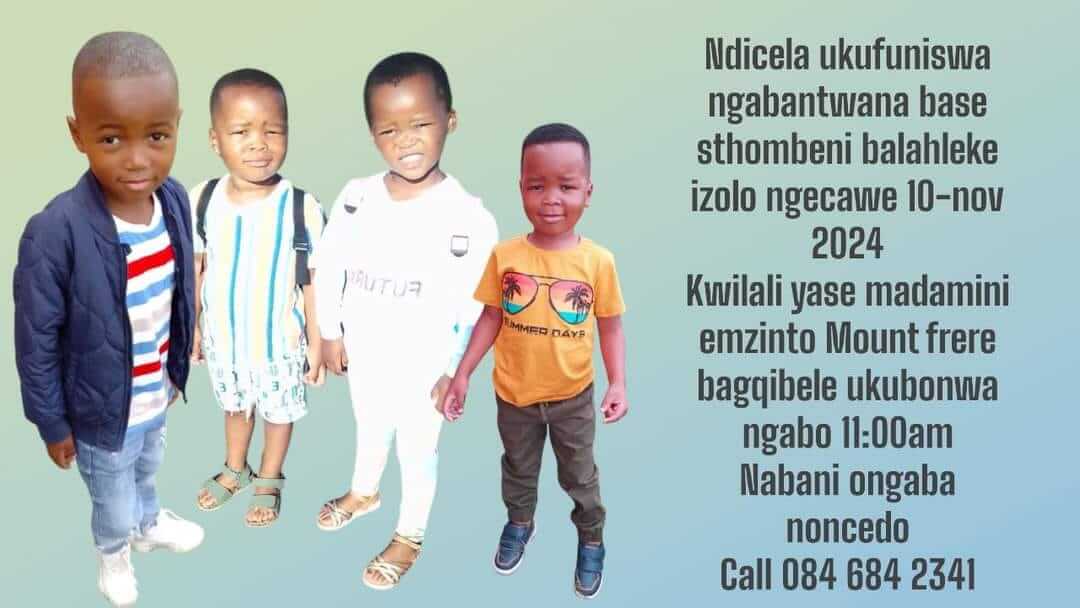 Four Children have been missing in eMadamini location in Mout Frere, since the 10th of November 2024.