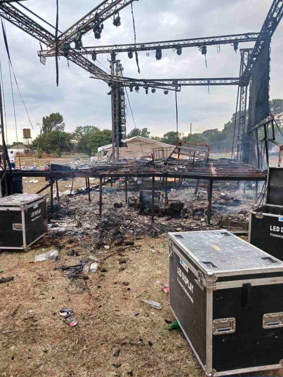 Makwassie Police Hunt for Suspects After Stadium Fire