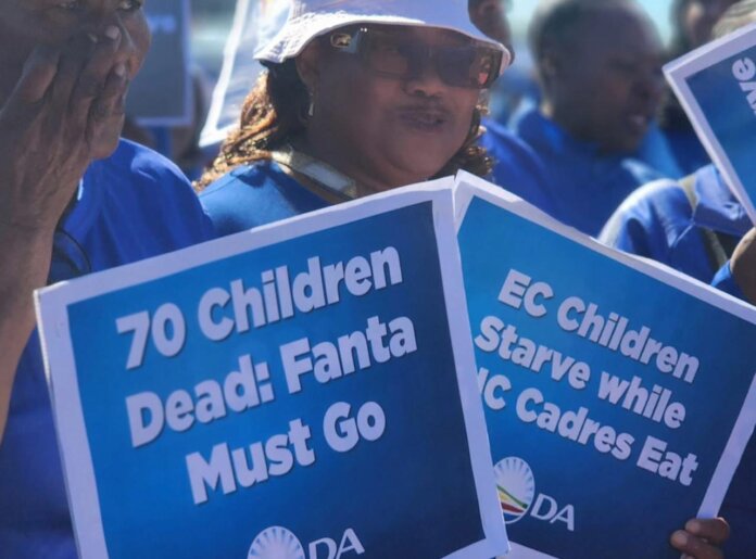 democratic alliance protest demands urgent action on child hunger eastern cape