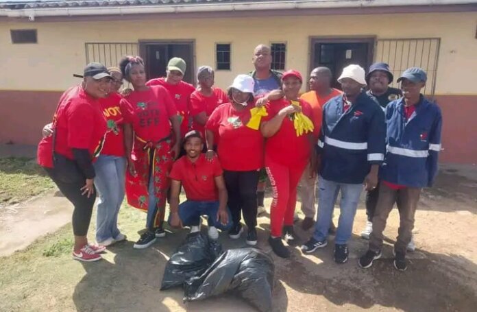 Economic Freedom FIghters cleans Lamani Primary toilets on red friday