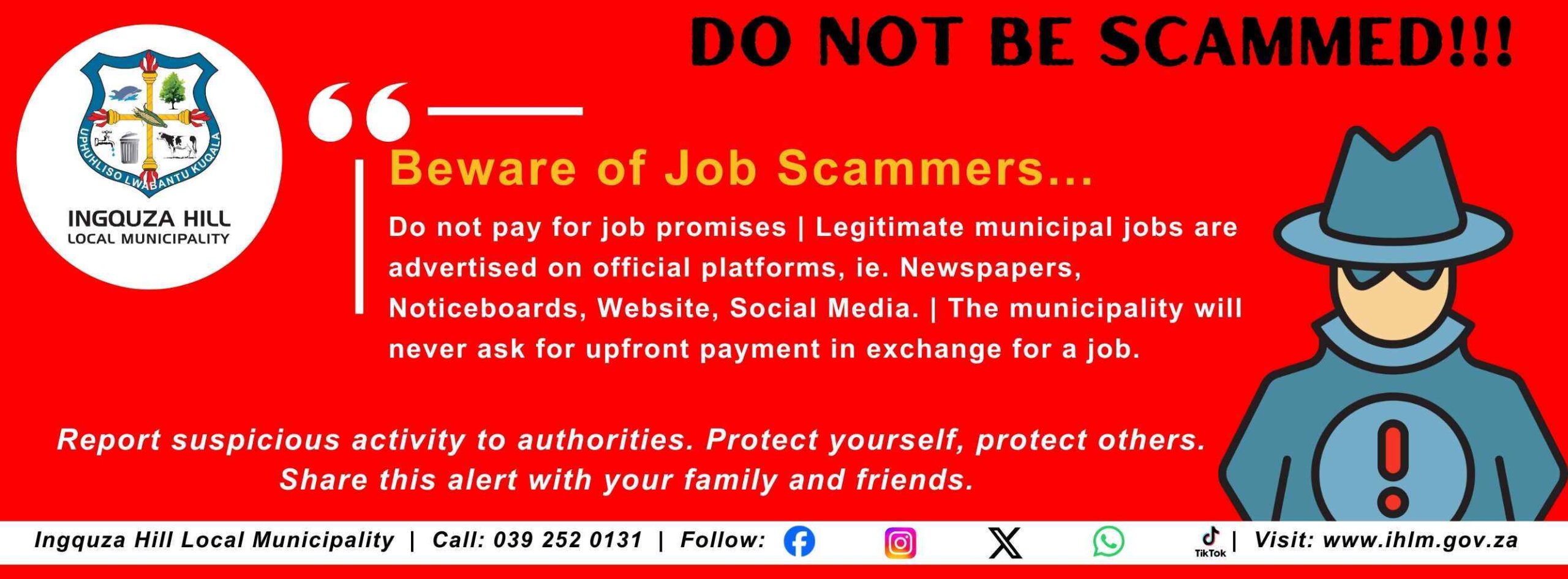 Ingquza Hill Warns Public Against Job And Tender Scammers Ingquza Hill Warns Public Against Job and Tender Scammers