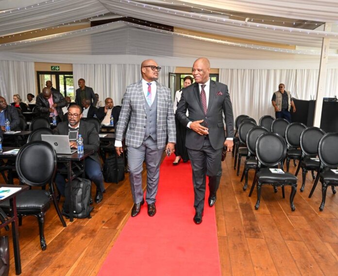 Deputy Minister Dr Dickson Masemola and MEC Zolile Williams address local government heads at the Alex Golf Country Club, East London.