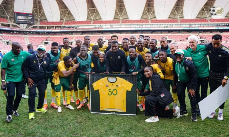 Teboho Mokoena achieved 50 Caps milestone for Bafana Bafana against Zambia in Gqeberha.
