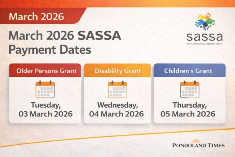 SASSA March 2026 grant payment dates confirmed