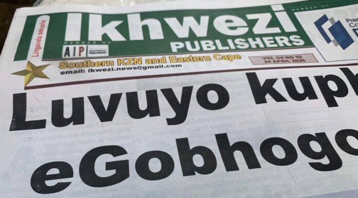 Suspected arson destroys Kokstad publisher’s offices before Freedom Day Front page of an Ikhwezi Publishers newspaper showing bold isiXhosa headline and printed layout