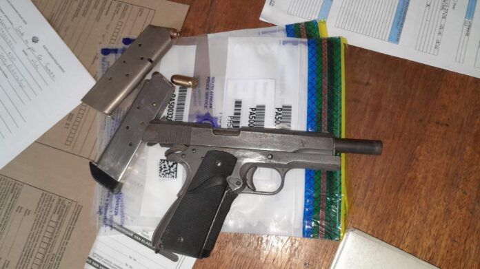 Unlicensed firearm and ammunition confiscated by members of #ANDF and #SAPS.